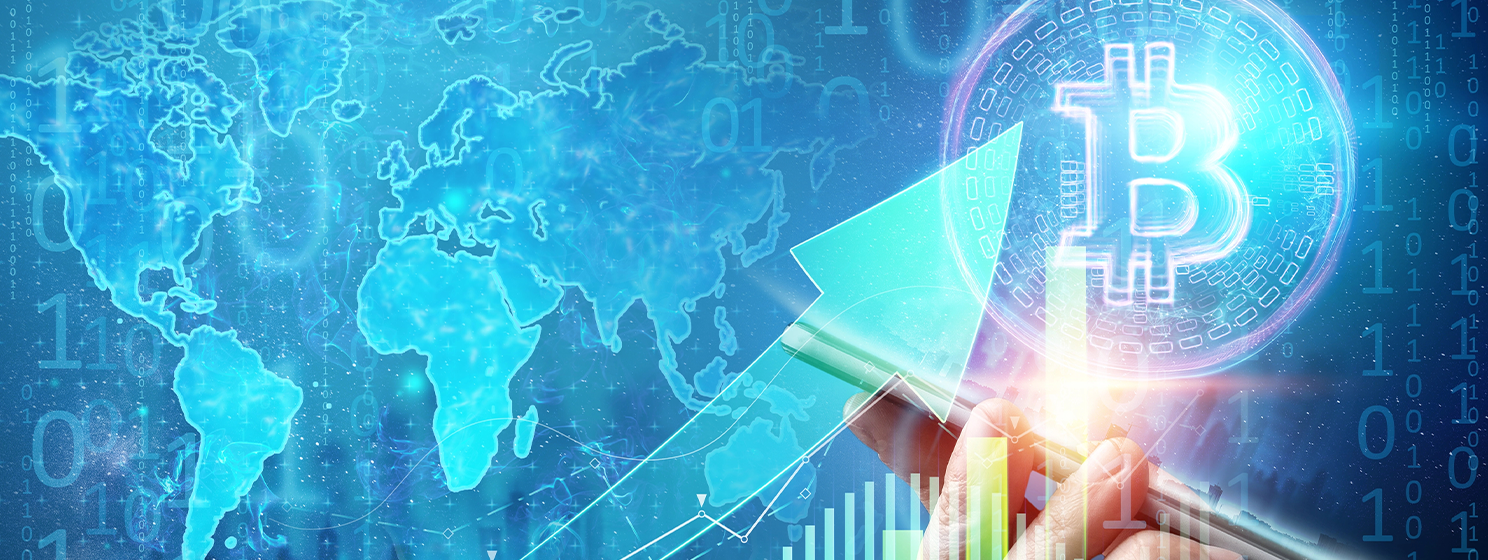 bitcoin on the background of charts