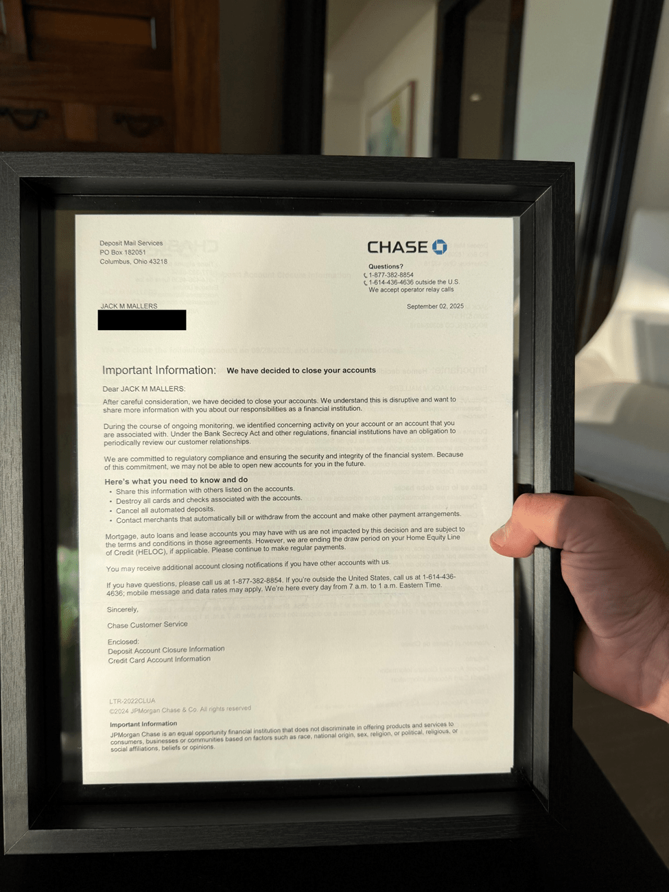 Alleged letter from JPMorgan to Jack Mallers