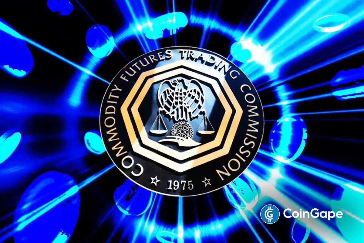 CFTC seal over digital blue graphics symbolizing rising crypto oversight under incoming leadership.