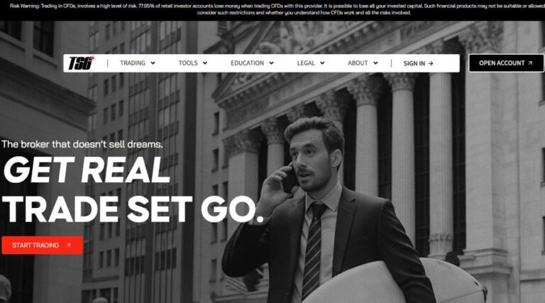 A screenshot of the Trade Set Go website