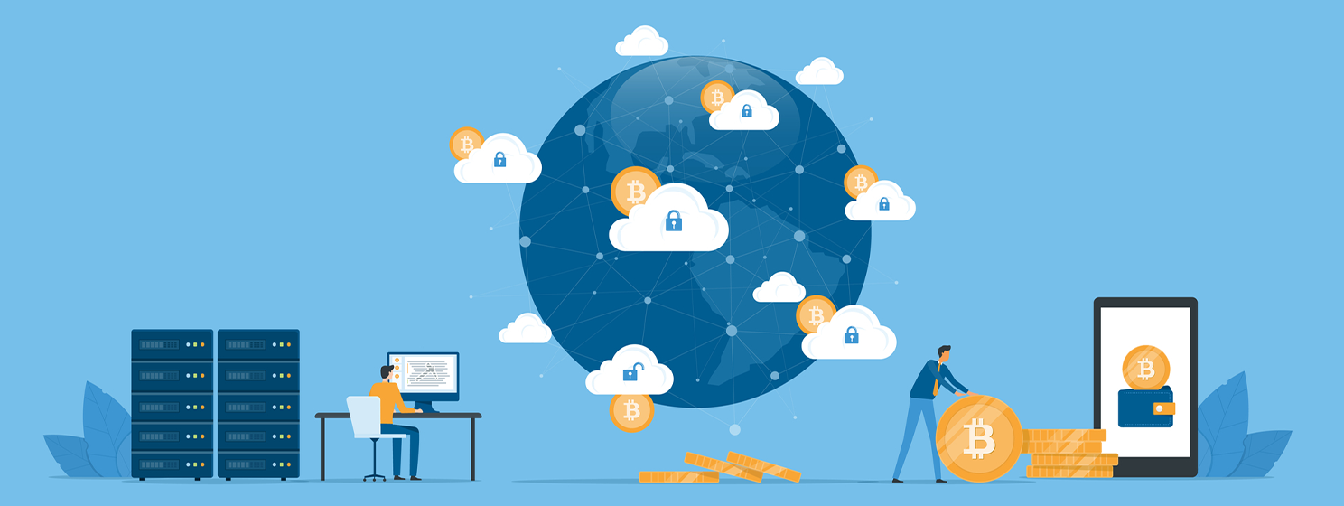 cloud mining network connection server concept