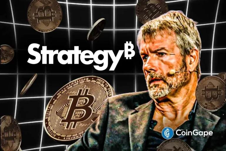 Michael Saylor pictured with Bitcoin imagery as Strategy hints at fresh BTC buying amid $90,000 resistance.