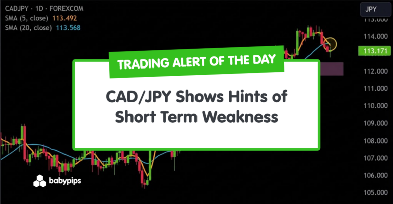 TA Alert of the Day: CAD/JPY Shows Hints of Short Term Weakness!