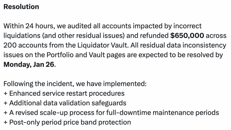 Paradex Refunds $650K After Maintenance Bug Triggers Liquidations - AabeyLLC Crypto