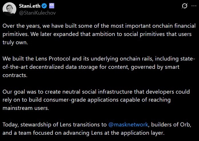 Aave Transfers Lens Protocol Stewardship to Mask Network - AabeyLLC Crypto