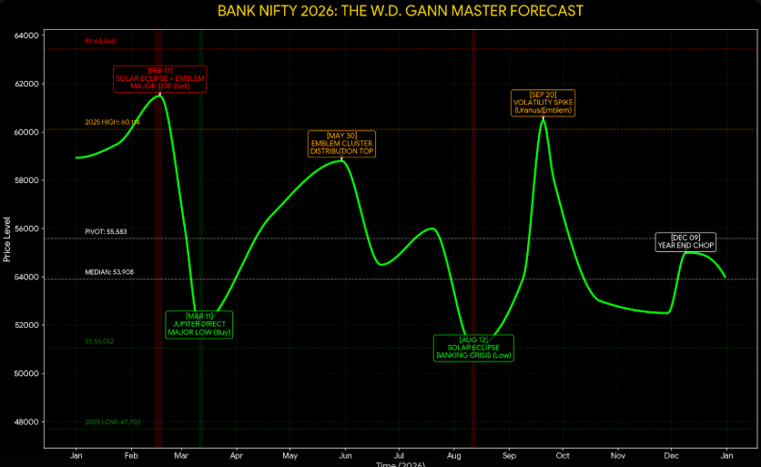 Bank Nifty 2026 Forecast: The W.D. Gann Master Roadmap for “The Year of the Whip” – Bramesh’s Technical Analysis