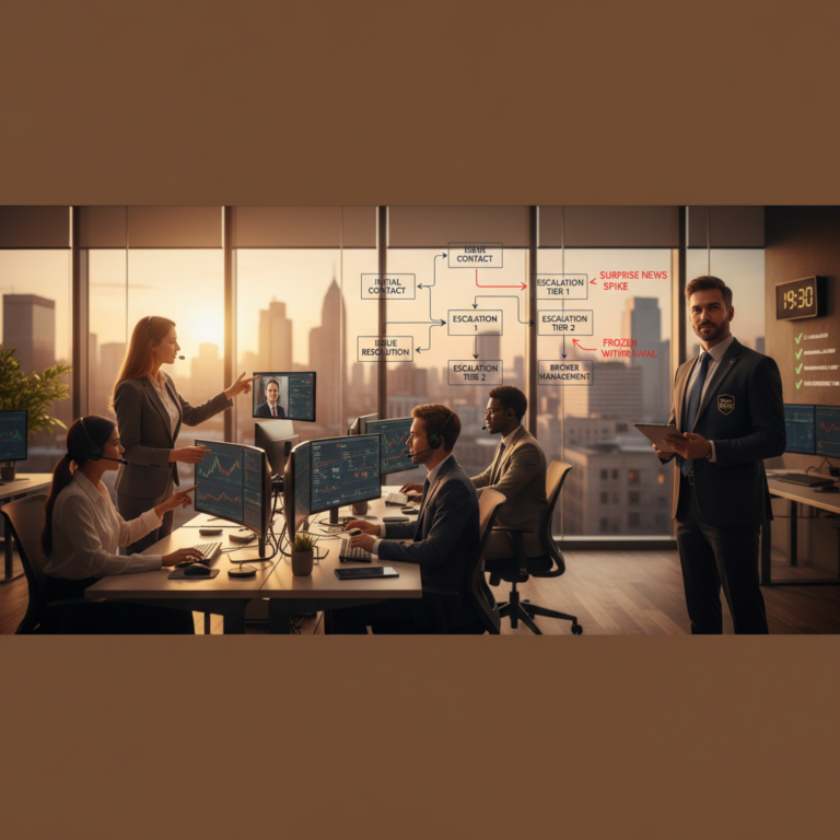 Learn how forex broker customer support handles surprise news spikes, verification holds and frozen withdrawals. Practical checklist to evaluate broker support before trading.