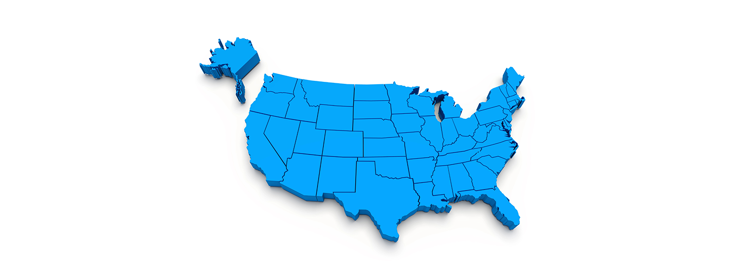 Blue map of USA