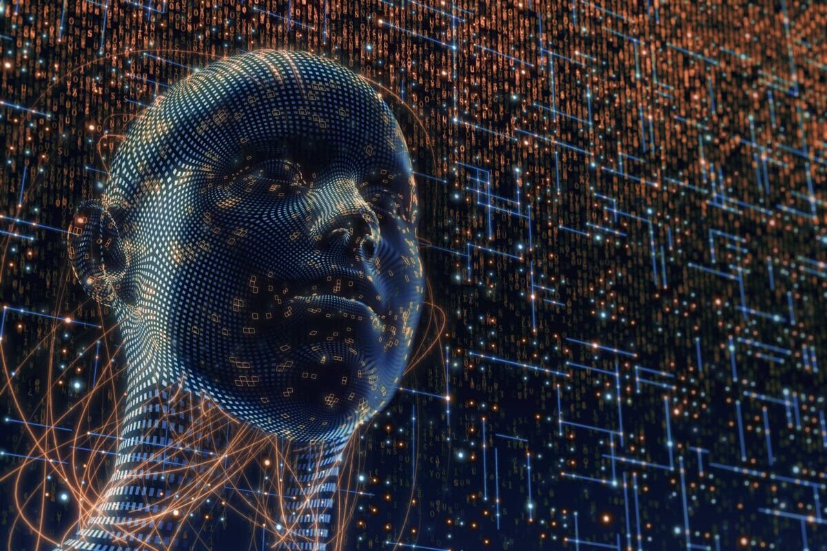 AI image of a face with chips