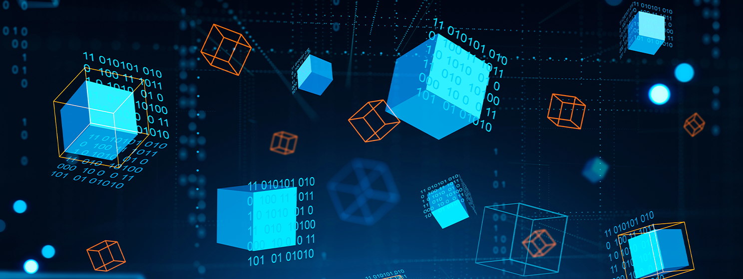 Concept of blockchain, artificial intelligence and data storage