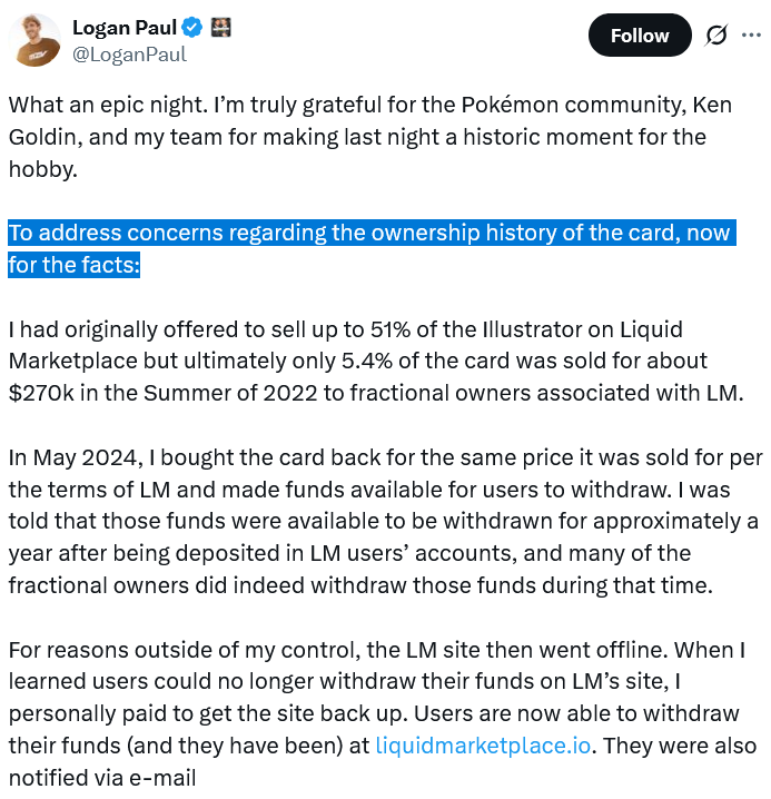 Logan Paul Sells Controversial Pokémon card For $16.5M - AabeyLLC Crypto