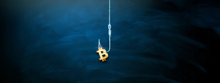 Bitcoin trapped, hooked concept banner