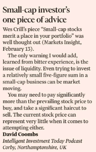 Advice from Small-cap Investor