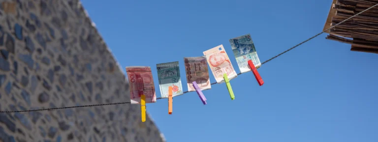 money, paper bills hanging on a thread