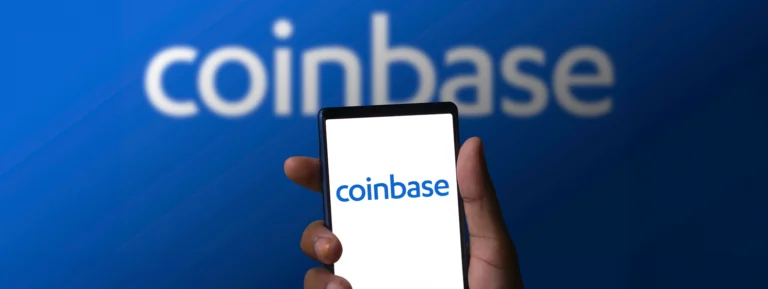 coinbase logo on the screen