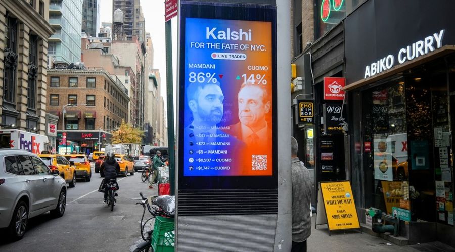 Advertising for Kalshi promoting their service for betting in the NYC Mayoral election in New York