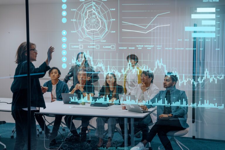 Business meeting using a virtual reality monitor