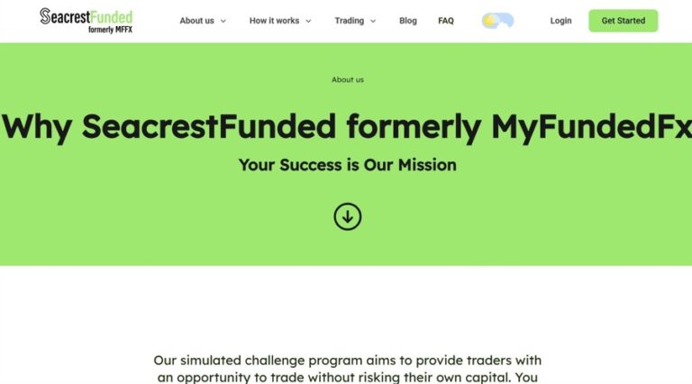 A screenshot of SeacrestFunded website