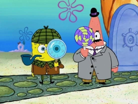 SpongeBob investigating meme