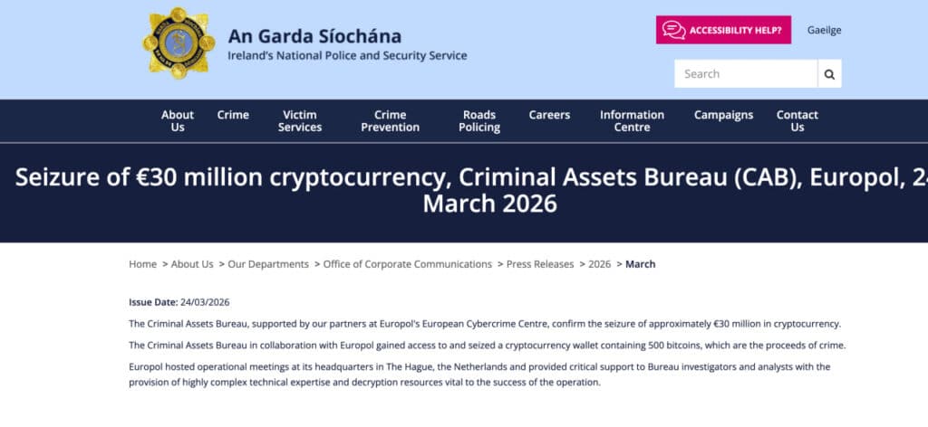 Cracked: How Irish Crypto Authorities Finally Moved 500 ‘Inaccessible’ Bitcoin