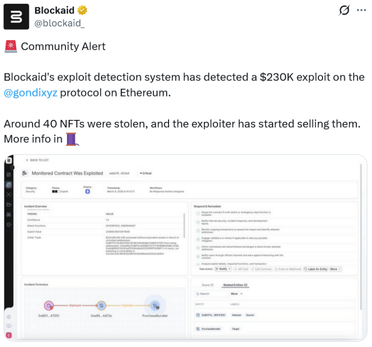 Gondi Disables Smart Contract Bug After $230K Exploit - AabeyLLC Crypto
