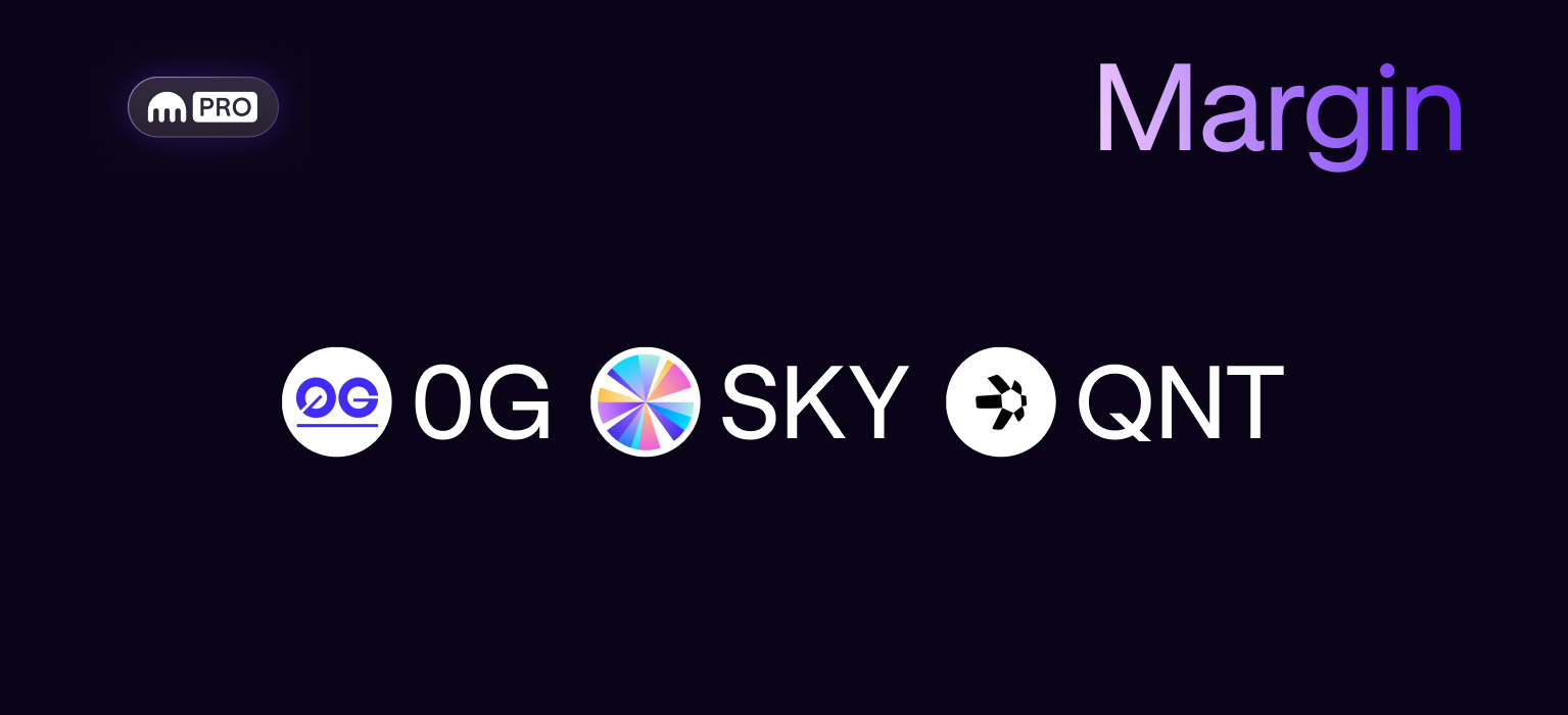 New assets and pairs available for margin trading: 0G, SKY, QNT!