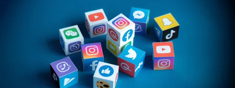 social media platform logos in dice