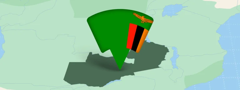 Zambia Location Highlighted on African Map with Flag Icon