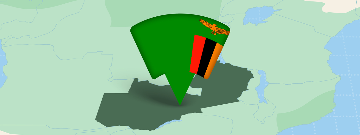Zambia Location Highlighted on African Map with Flag Icon