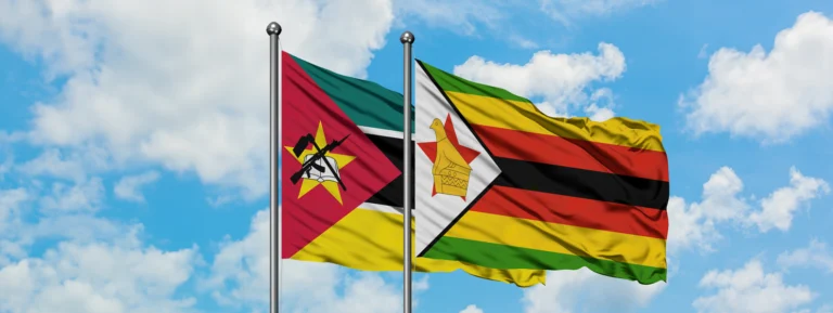 Mozambique and Zimbabwe flags