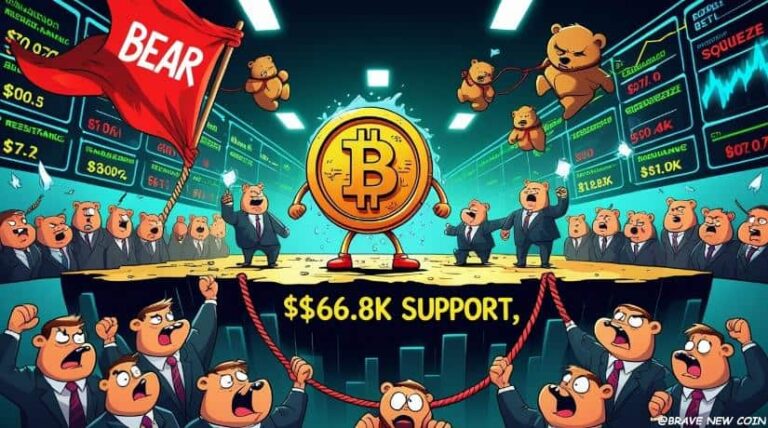 Bitcoin (BTC) Price Prediction: BTC Tests Critical $66.8K Floor—Will Bear Flag Trigger a Sharp Drop or Reversal?