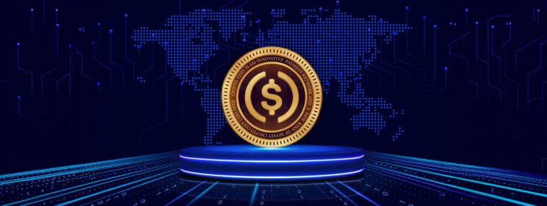 stablecoin logo on digital background