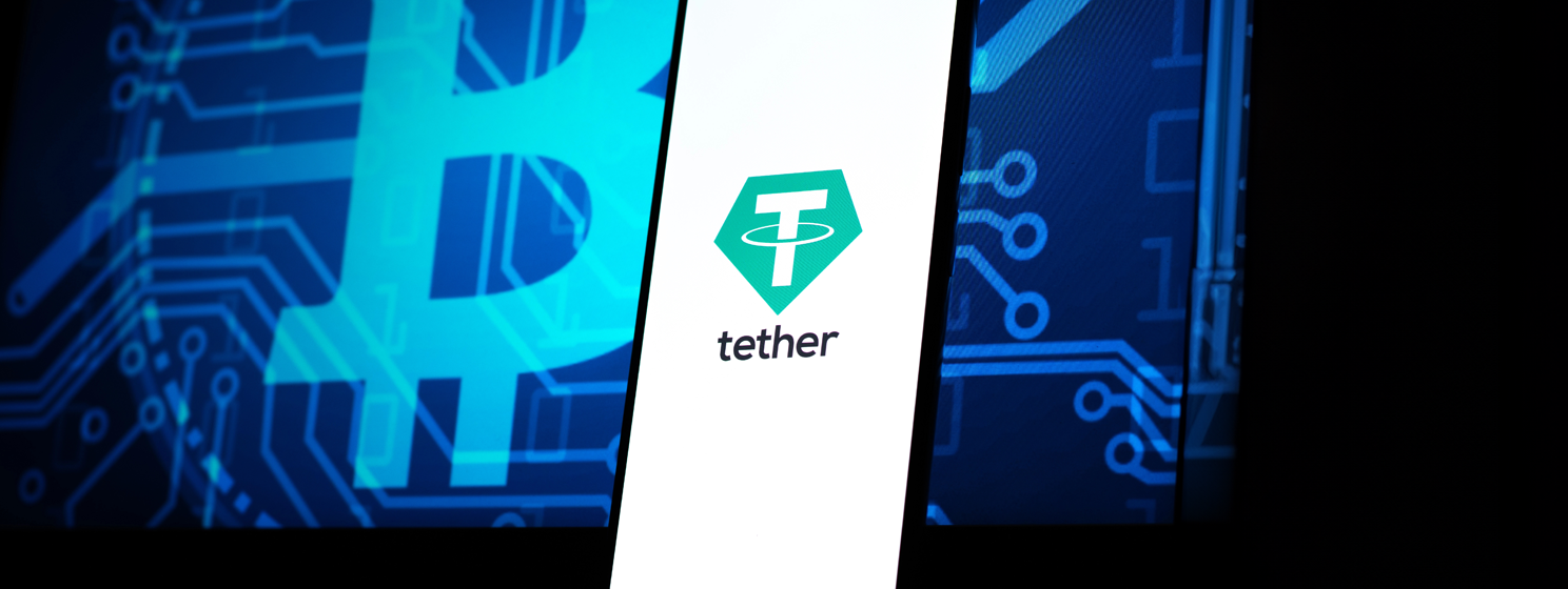 tether logo on mobile app