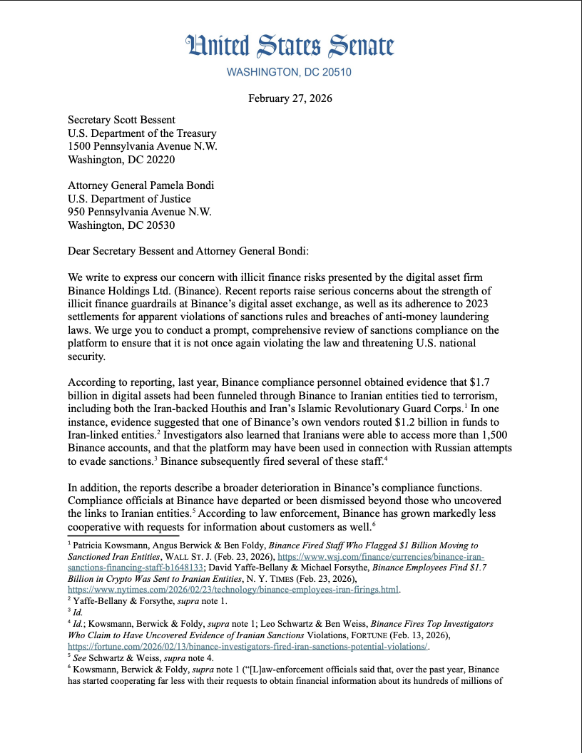 Congress, Senate, Iran, Cryptocurrency Exchange, Binance, Sanctions