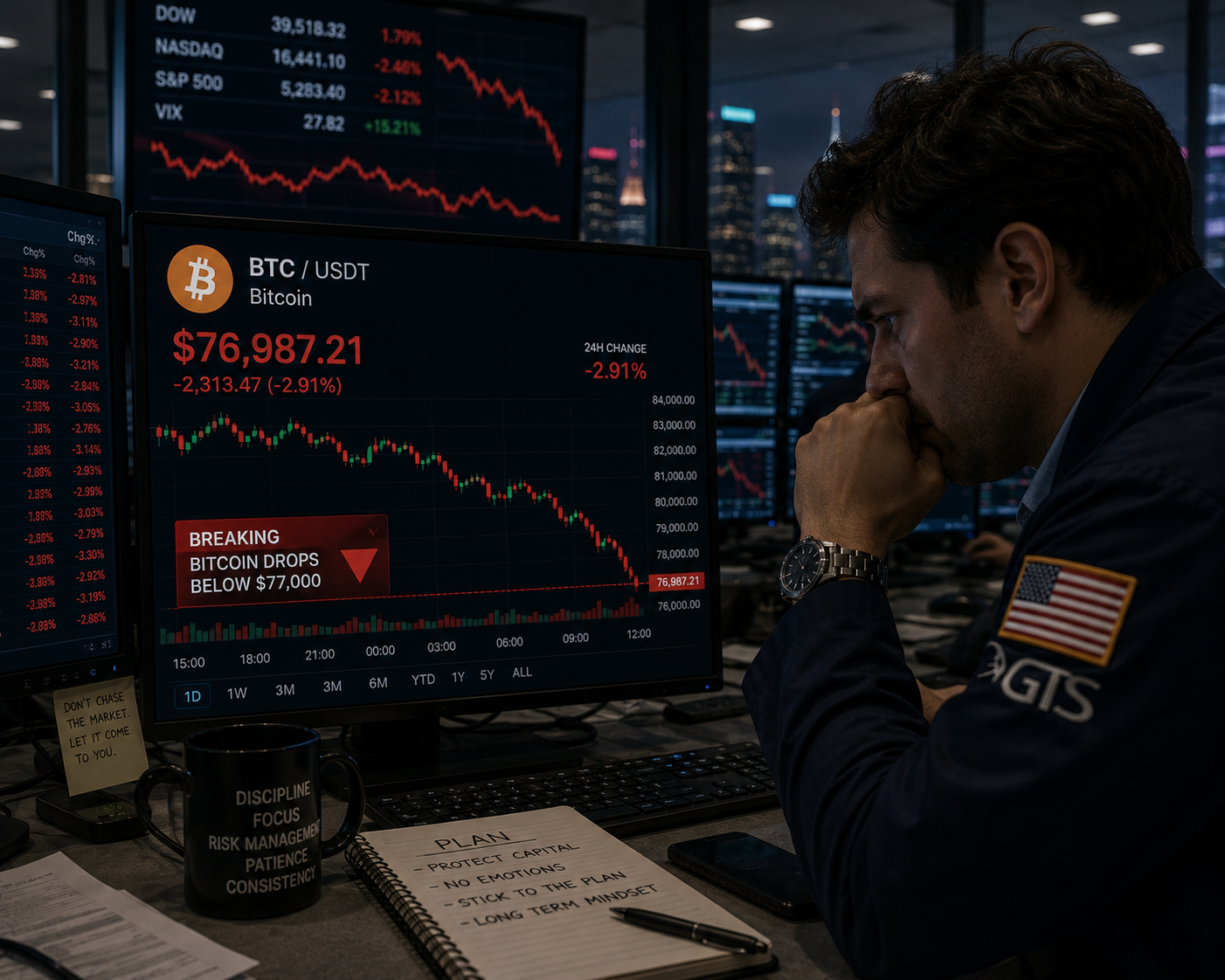 Bitcoin slides below $76,800 as ETF outflows and inflation fears pressure crypto markets