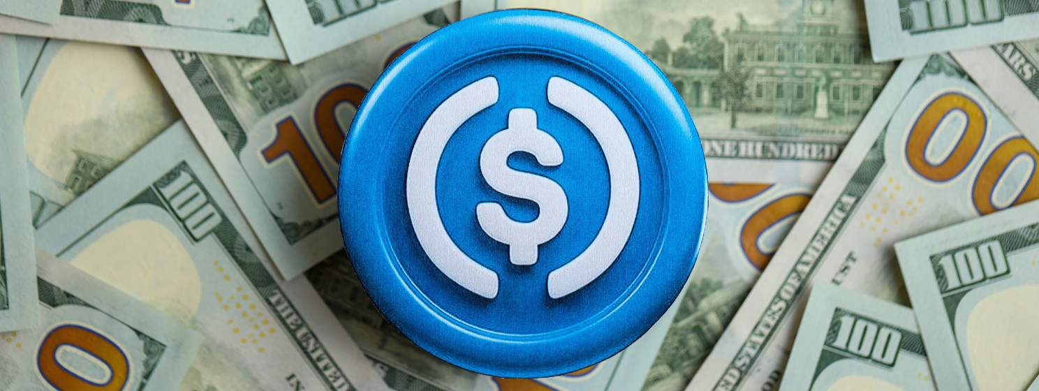 stablecoin usdc over banknotes banner