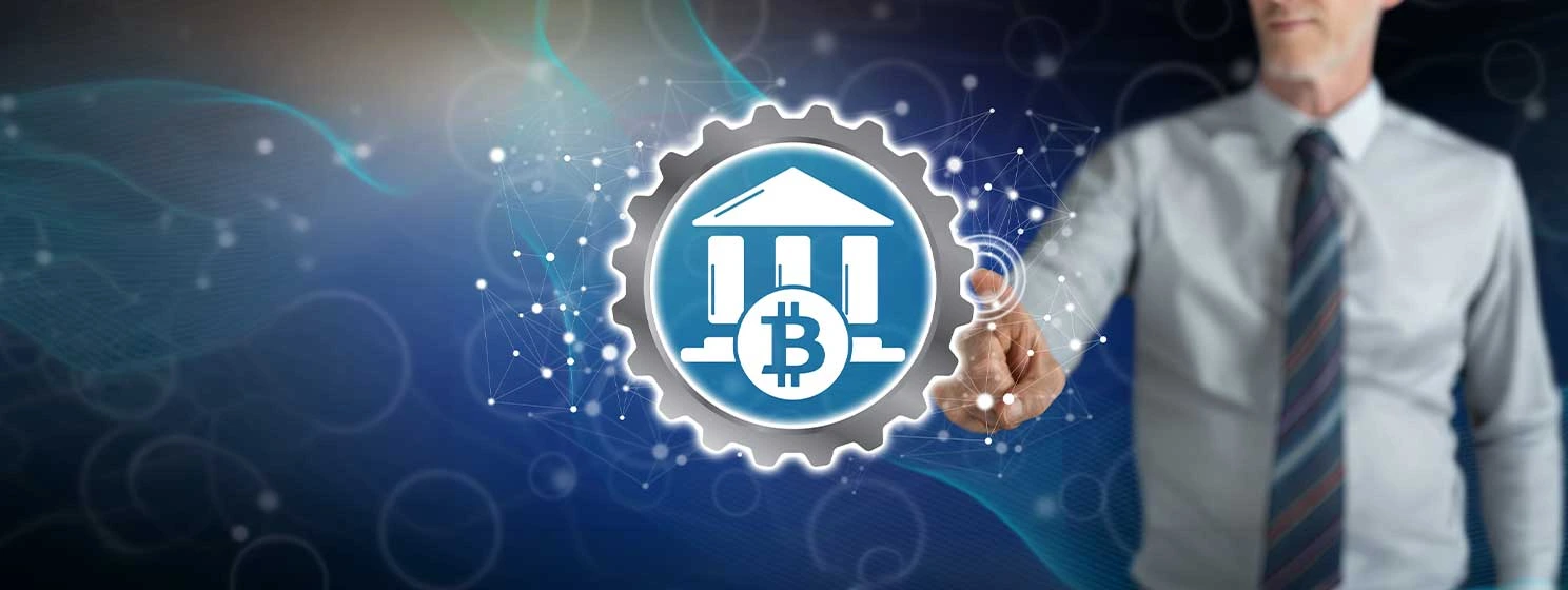Man Touching Bitcoin Regulation Concept