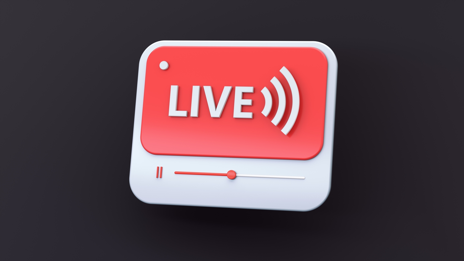 Streaming Social Media Icon. Stream Window, Online Stream, Broadcasting, Player, Online TV, Live Performances. Social Media Concept. Cartoon Minimal Style.