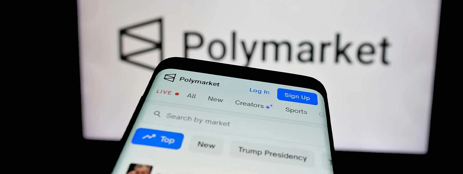 Mobile phone with Polymarket on screen