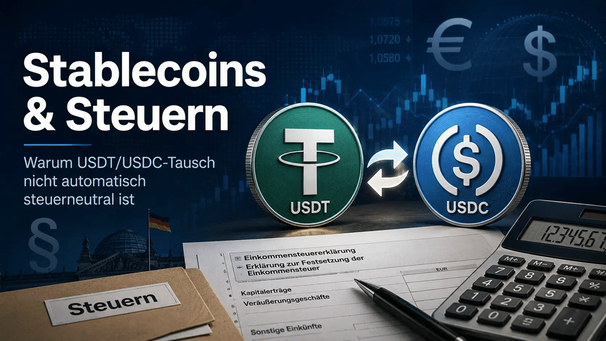 Stablecoins & Steuern: USDT/USDC-Tausch nicht steuerneutral