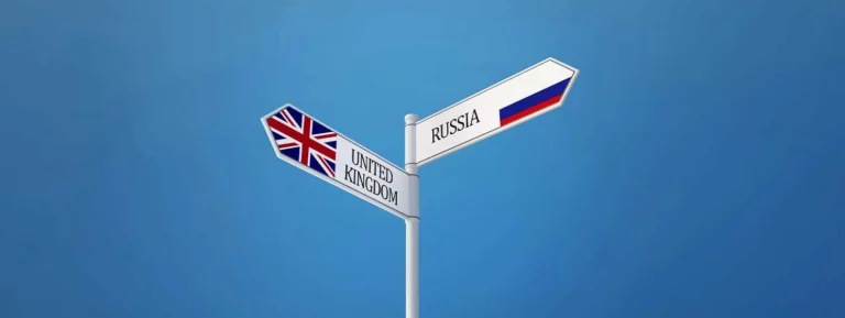 United Kingdom Russia Sign Flags Concept